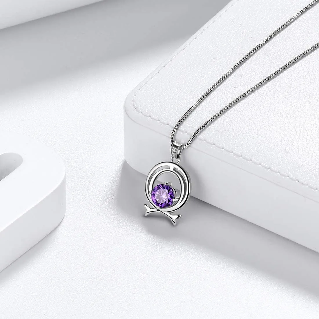 Aurora Tears Zodiac Constellation Necklaces Women 925 Sterling Silver Crystal Birthstone Pendant Cubic Zirconia Birth Jewelry Charm Dating Jewelry