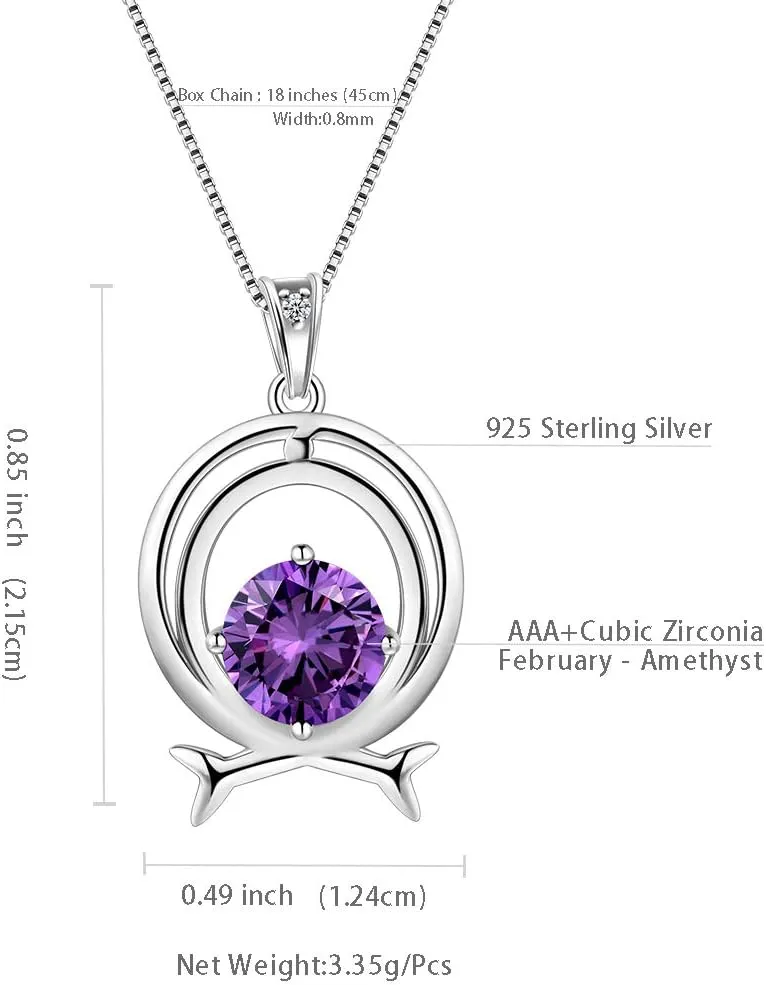 Aurora Tears Zodiac Constellation Necklaces Women 925 Sterling Silver Crystal Birthstone Pendant Cubic Zirconia Birth Jewelry Charm Dating Jewelry