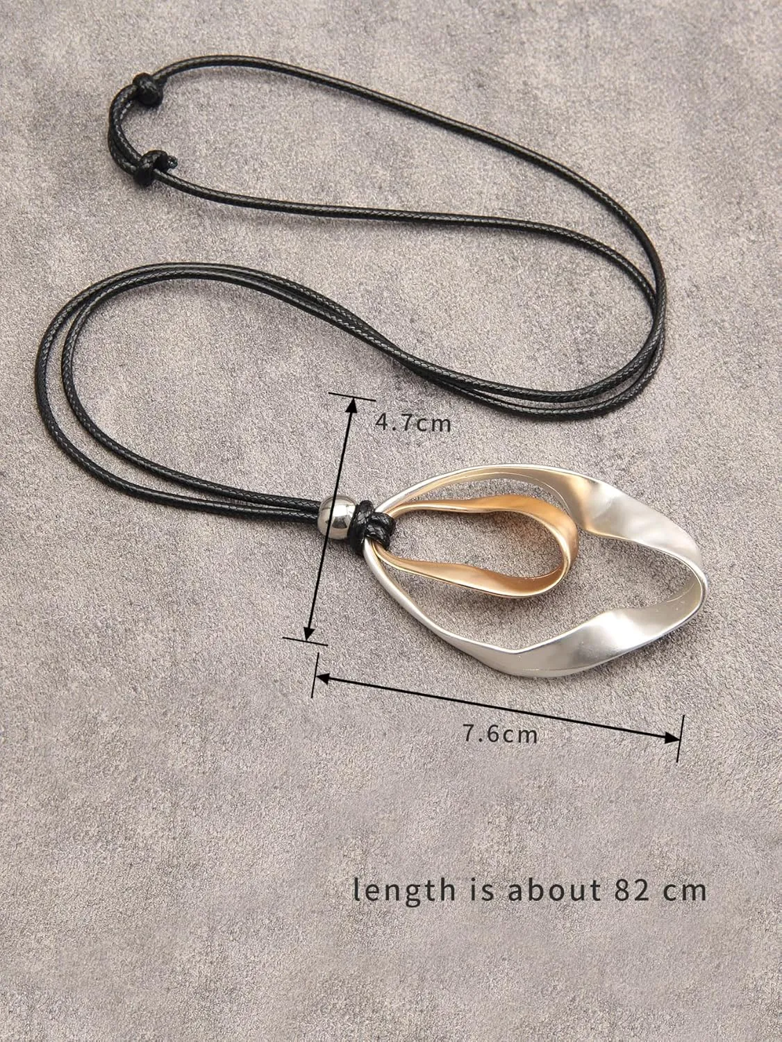 AZORA Handmade Bronze Color Multiple Ring Pendant Necklace Boho Style Long Leather Rope Sweater Necklace for Women