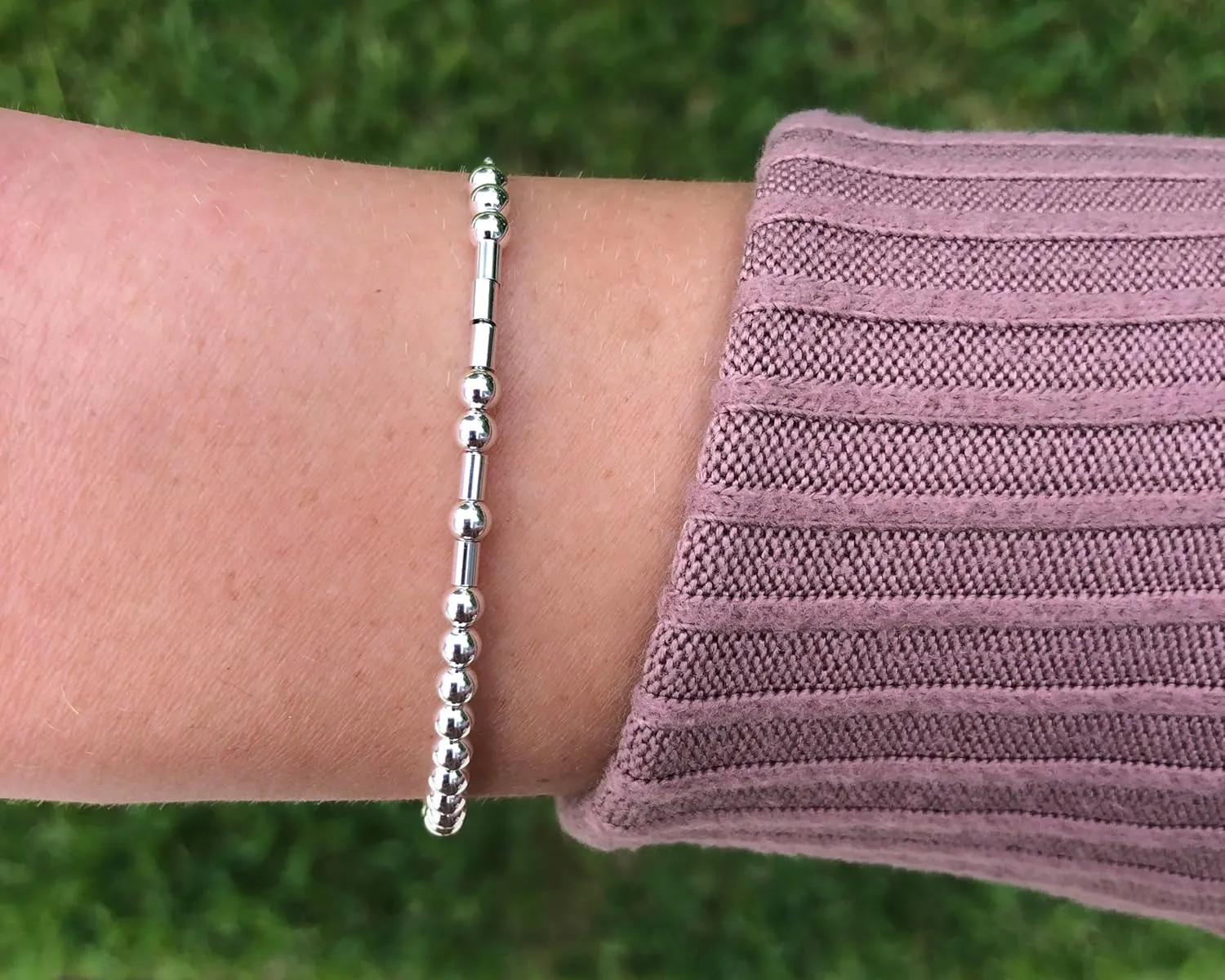 'Badass' Morse Code Bracelet - 925 Sterling Silver Bracelet for Women - Dainty Delicate Inspirational Gift for Her - Handmade in USA (925 Sterling Silver, Badass, 7" bracelet w/1" chain)