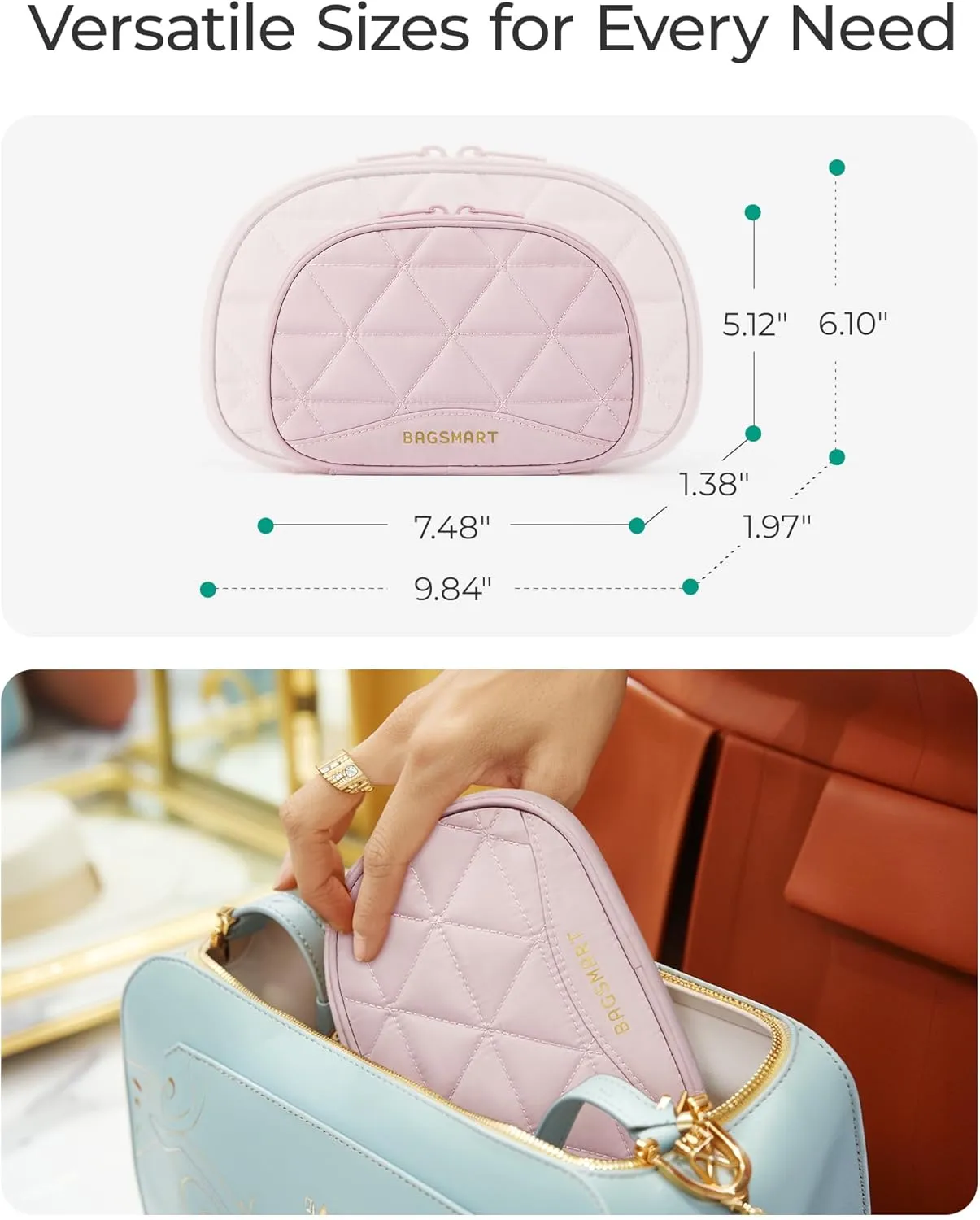 BAGSMART Travel Jewelry Case Jewelry Organizer Storage Roll Rings Necklaces Earrings Bracelets Brooches Watch Large Portable Dark Pink