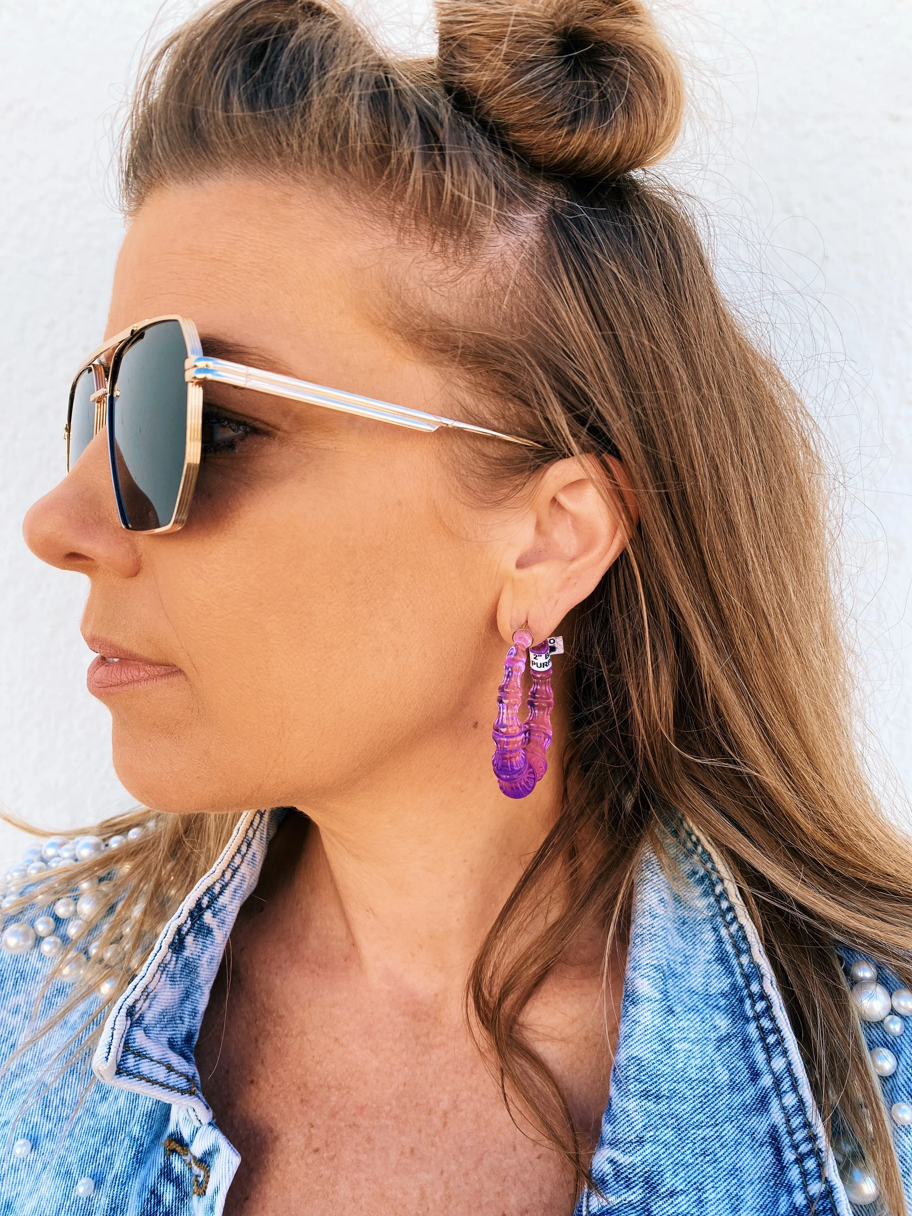 Bamboo Lucite Hoops *SAMPLE SALE * FINAL SALE