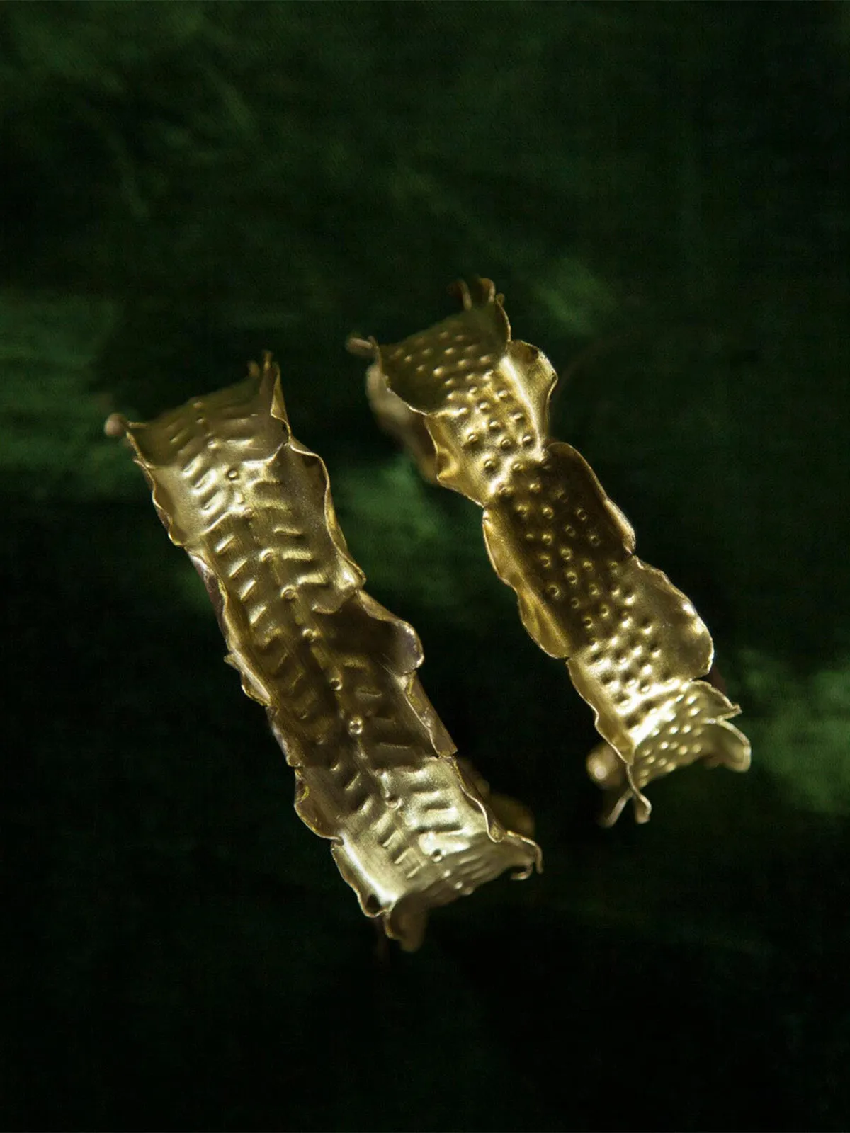 Bark Cuff Bangles Set Gold