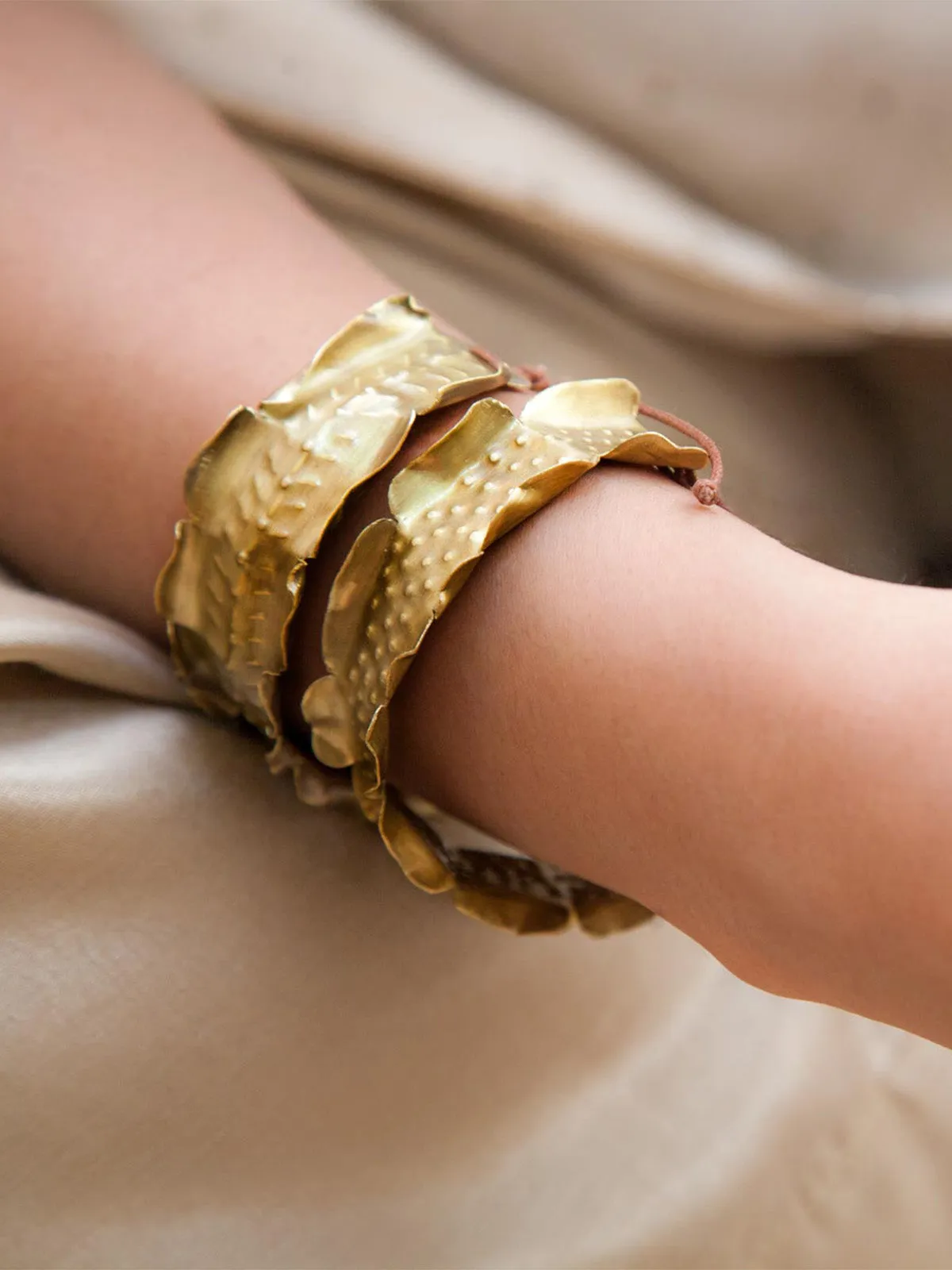 Bark Cuff Bangles Set Gold