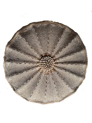 Beaded Cameroon Umbrella Shield - Gold & White