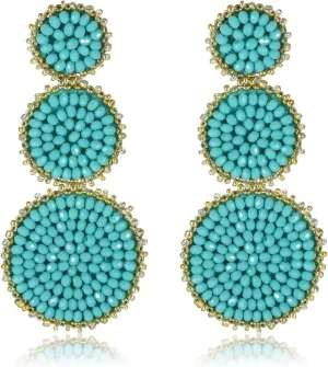 Beaded Drop Earrings Statement Seed Bead Earring for Women Handmade Triple Circle Dangle Earrings for Wedding Party Prom