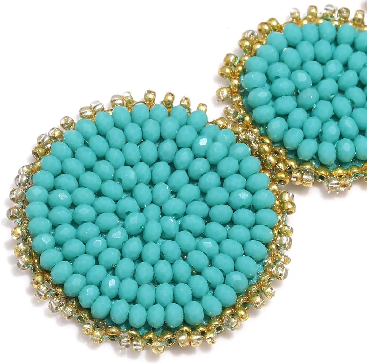 Beaded Drop Earrings Statement Seed Bead Earring for Women Handmade Triple Circle Dangle Earrings for Wedding Party Prom