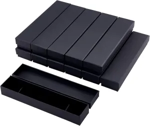 BENECREAT 12 Pack Kraft Rectangle Cardboard Jewelry Boxes Velvet Cushion Necklace Bracelet Kraft Box for Jewelry Set, 8.82 x 2.17 x 1.18 Inches, Black