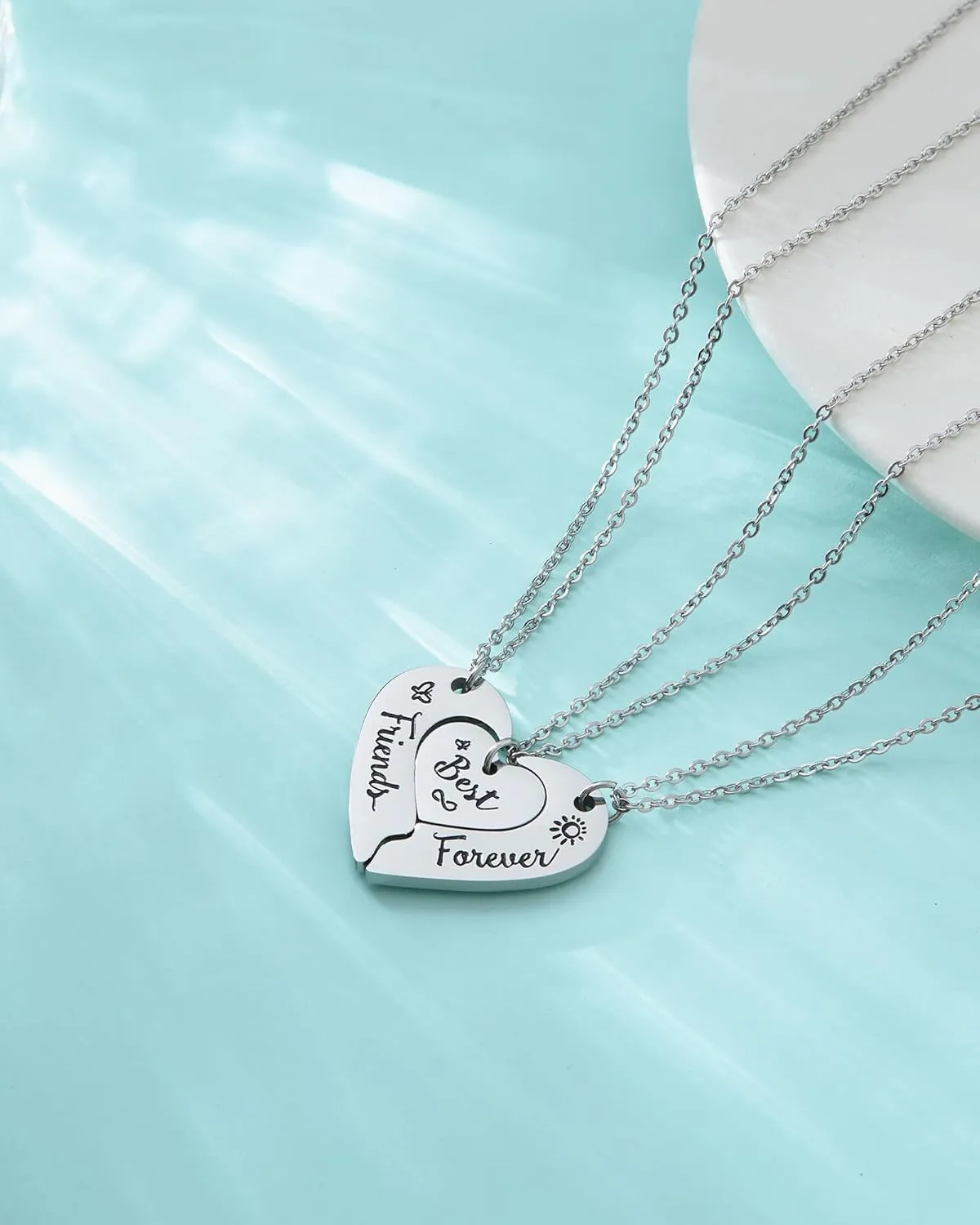 Best Friends Chains BFF Necklace 2 3 Cute Cartoon Split Heart Matching Friendship Necklaces Gifts for 2 3 Womens Daughter Sister BFF.