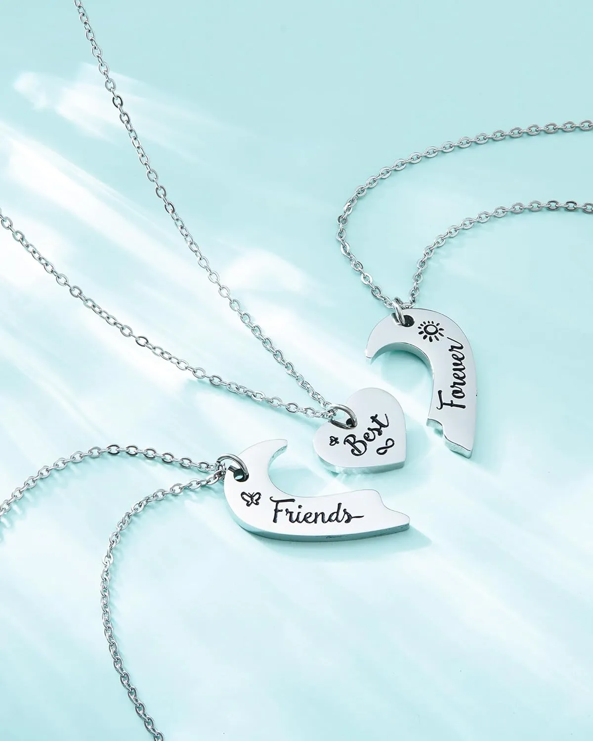 Best Friends Chains BFF Necklace 2 3 Cute Cartoon Split Heart Matching Friendship Necklaces Gifts for 2 3 Womens Daughter Sister BFF.