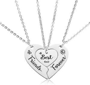 Best Friends Chains BFF Necklace 2 3 Cute Cartoon Split Heart Matching Friendship Necklaces Gifts for 2 3 Womens Daughter Sister BFF.