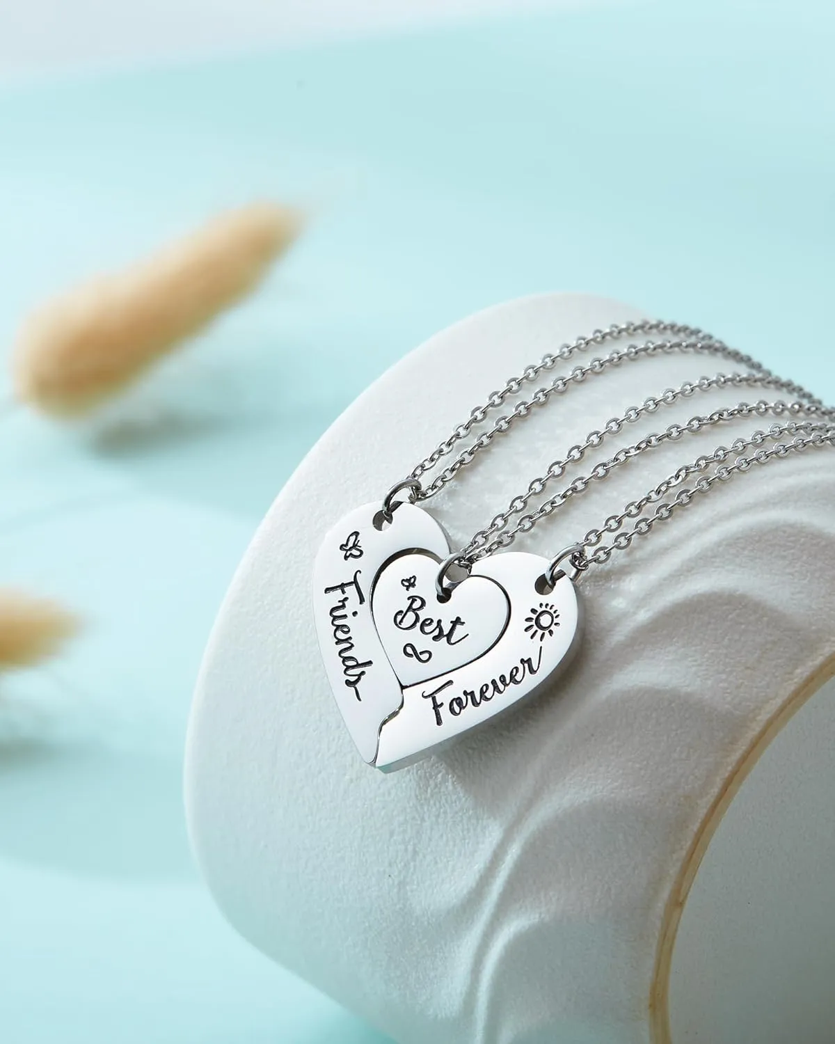 Best Friends Chains BFF Necklace 2 3 Cute Cartoon Split Heart Matching Friendship Necklaces Gifts for 2 3 Womens Daughter Sister BFF.