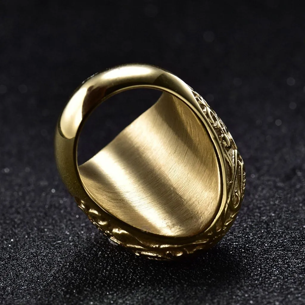 Big Crystal Cocktail Mens Rings Stainless Steel Jewelry Luxury Red Stone Fashion Party Ring