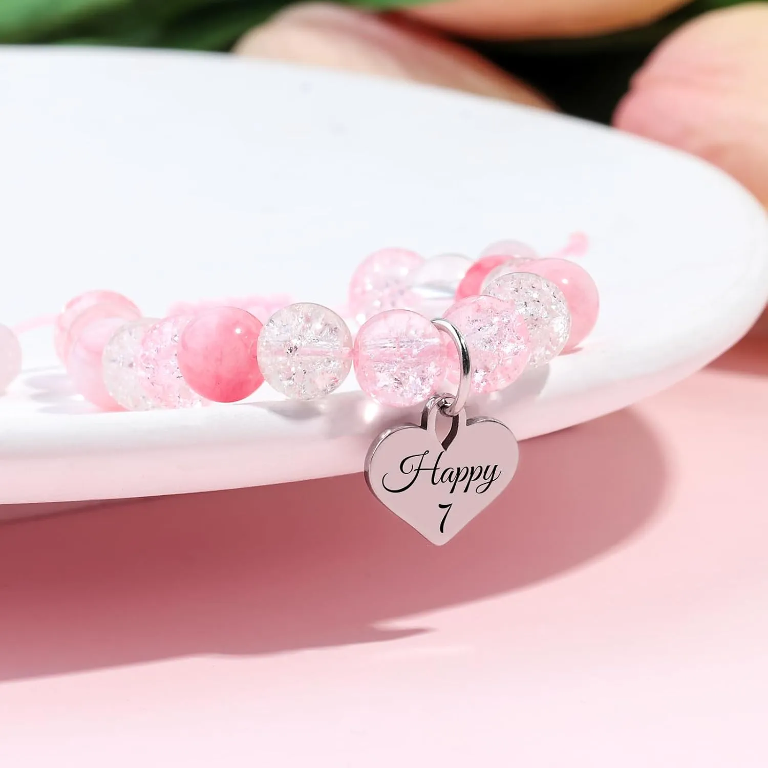 Birthday Bracelets Gifts for 1 2 3 4 5 6 7 8 Year Old Girls, Pink and white crystals Heart Charms Bracelets, Birthday Gifts for Girls Daughter Granddaughter Niece