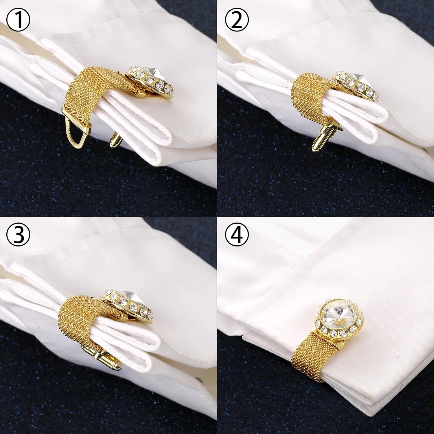 Birthstone Cuff links Mens, Shinny Gold Tone Cufflinks for Men Dress Shirts, Personalized Birthday Gifts for Men.