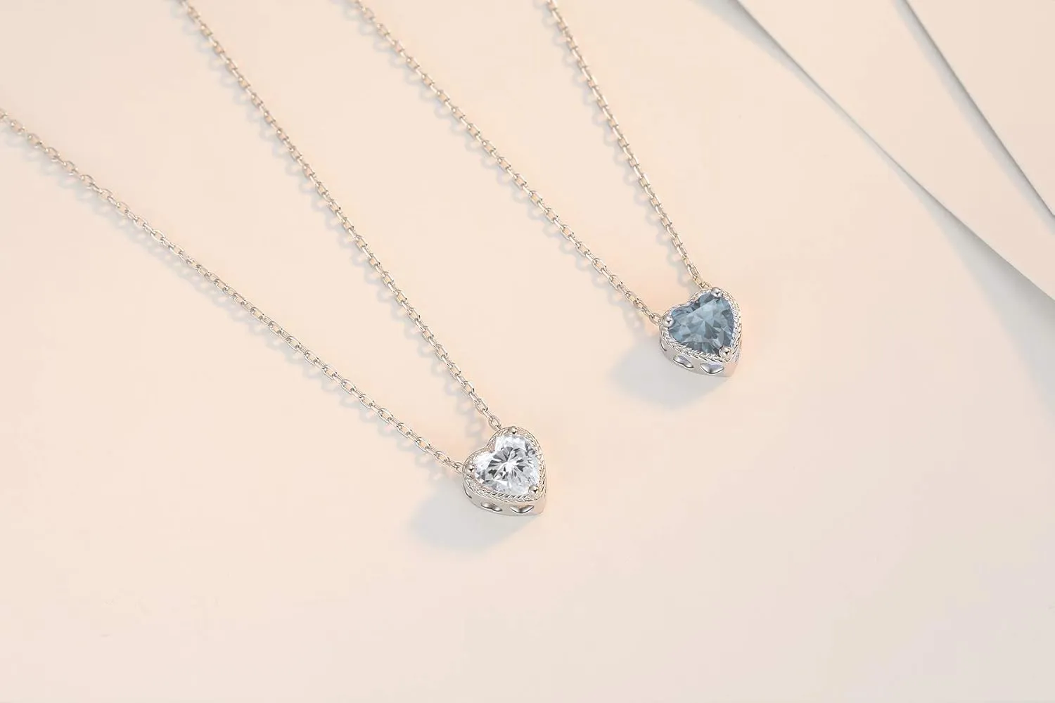 Birthstone Heart Women Necklaces, 925 Sterling Silver Birthstone Pendant Necklace, Adjustable Chain Gift Box, 12 Months Jewellery Valentines Gift for Her Wife Mom Birthday Wedding