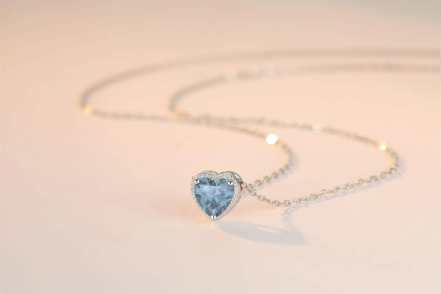 Birthstone Heart Women Necklaces, 925 Sterling Silver Birthstone Pendant Necklace, Adjustable Chain Gift Box, 12 Months Jewellery Valentines Gift for Her Wife Mom Birthday Wedding