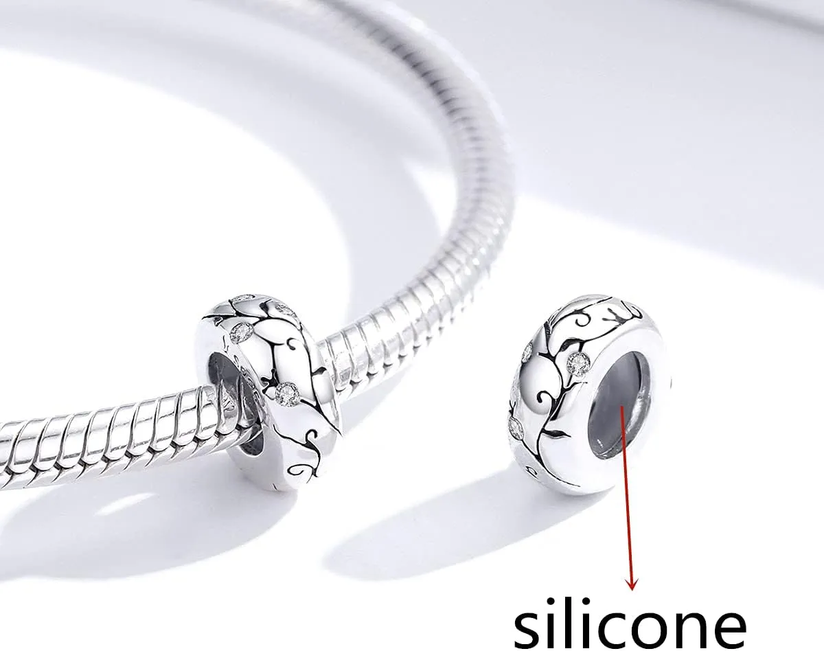 BISAER 925 Sterling Silver Stopper Beads Spacers Charms for Bracelets Stoppers