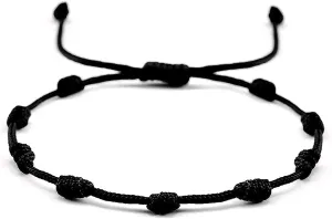 Black Beauty Nazar Dhaga With Knotted Beads Rosary Design Avoid Negetive Enegy Adjustable Black Thread Anklet For Evil Eye & Good Luck, Amulet for Success & Prosperity for Men, Women, Girls & Boys,