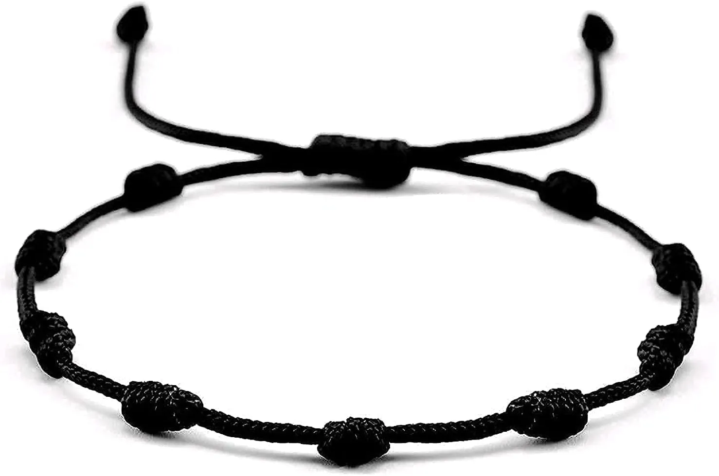 Black Beauty Nazar Dhaga With Knotted Beads Rosary Design Avoid Negetive Enegy Adjustable Black Thread Anklet For Evil Eye & Good Luck, Amulet for Success & Prosperity for Men, Women, Girls & Boys,