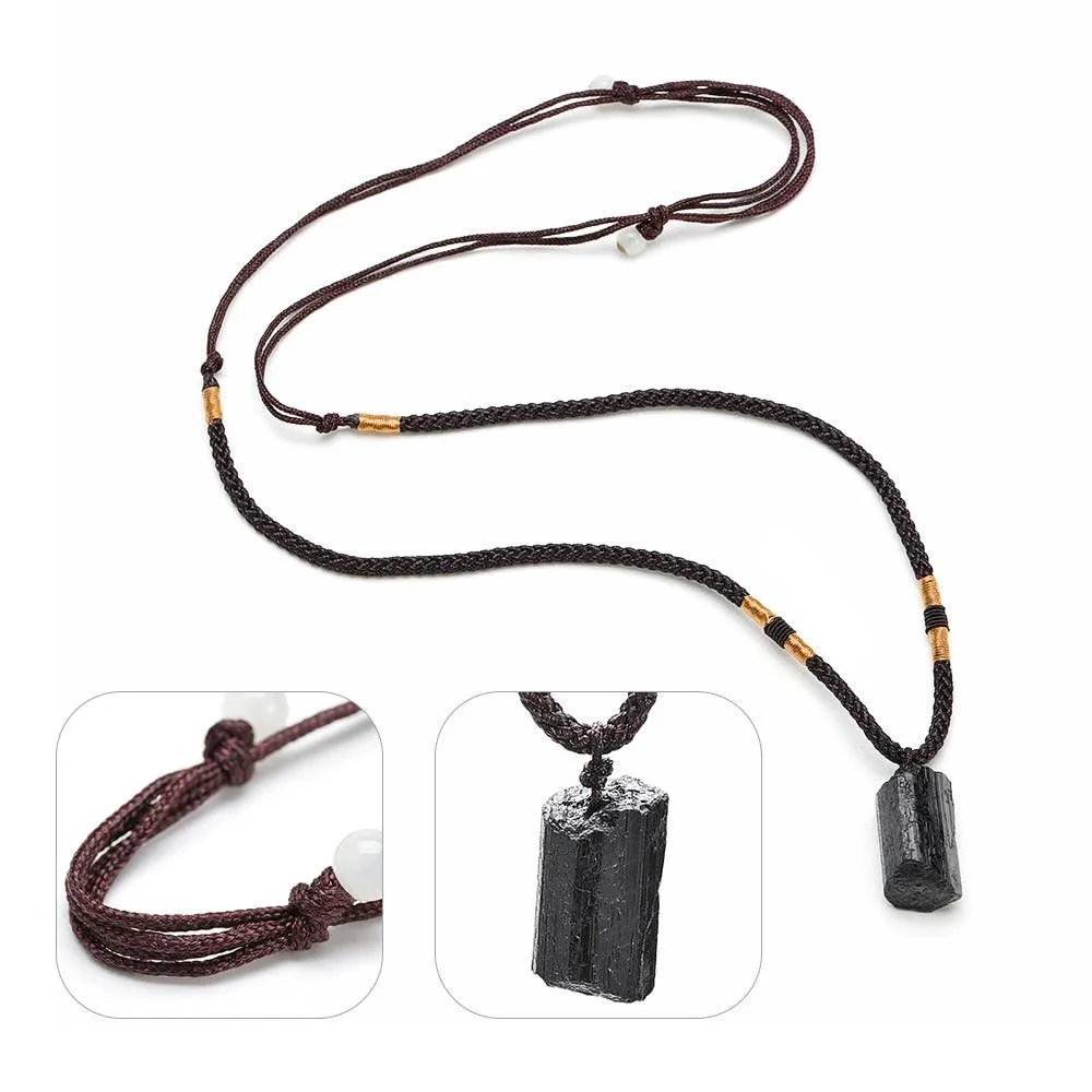 Black Tourmaline Healing Stone Pendant Necklace