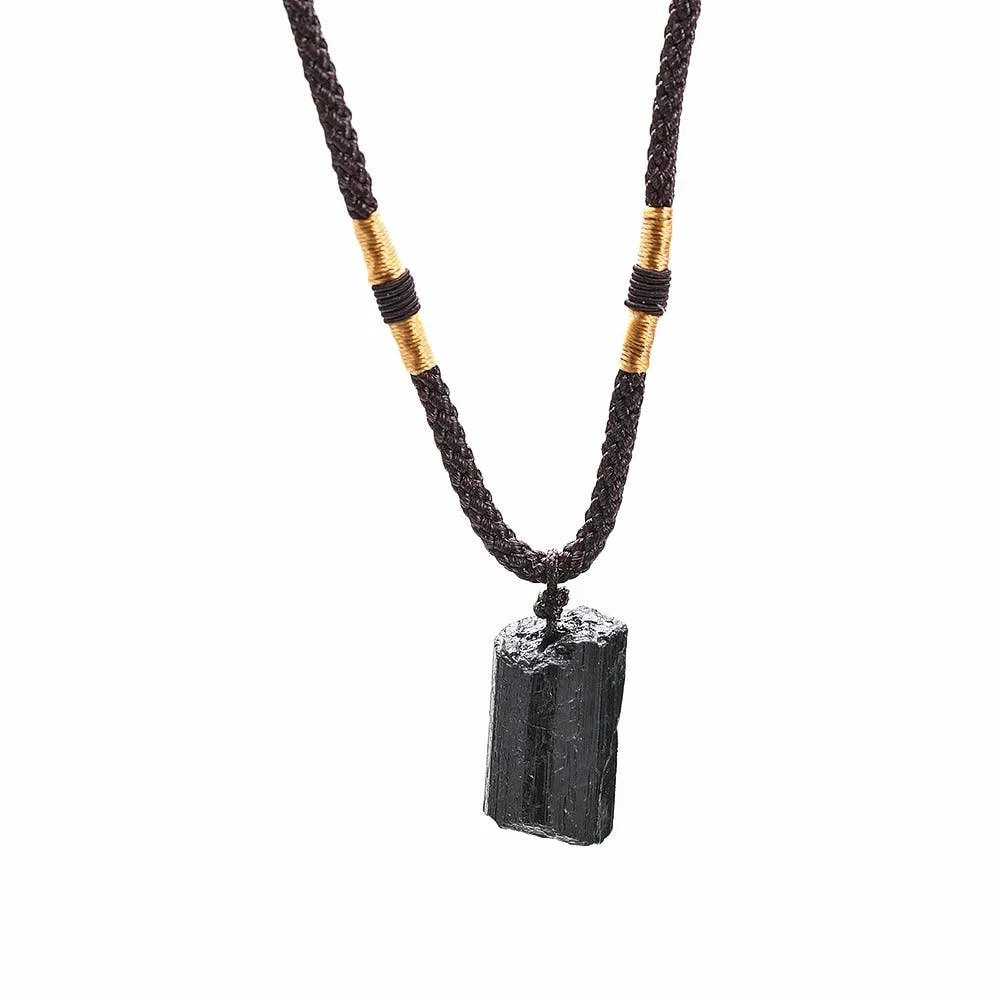 Black Tourmaline Healing Stone Pendant Necklace