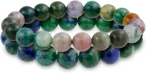 Bling Jewelry Natural Multi Color Big Round Bead 12MM Strand Stackable Semi Precious Gemstone Stretch Bracelet For Men Women Unisex