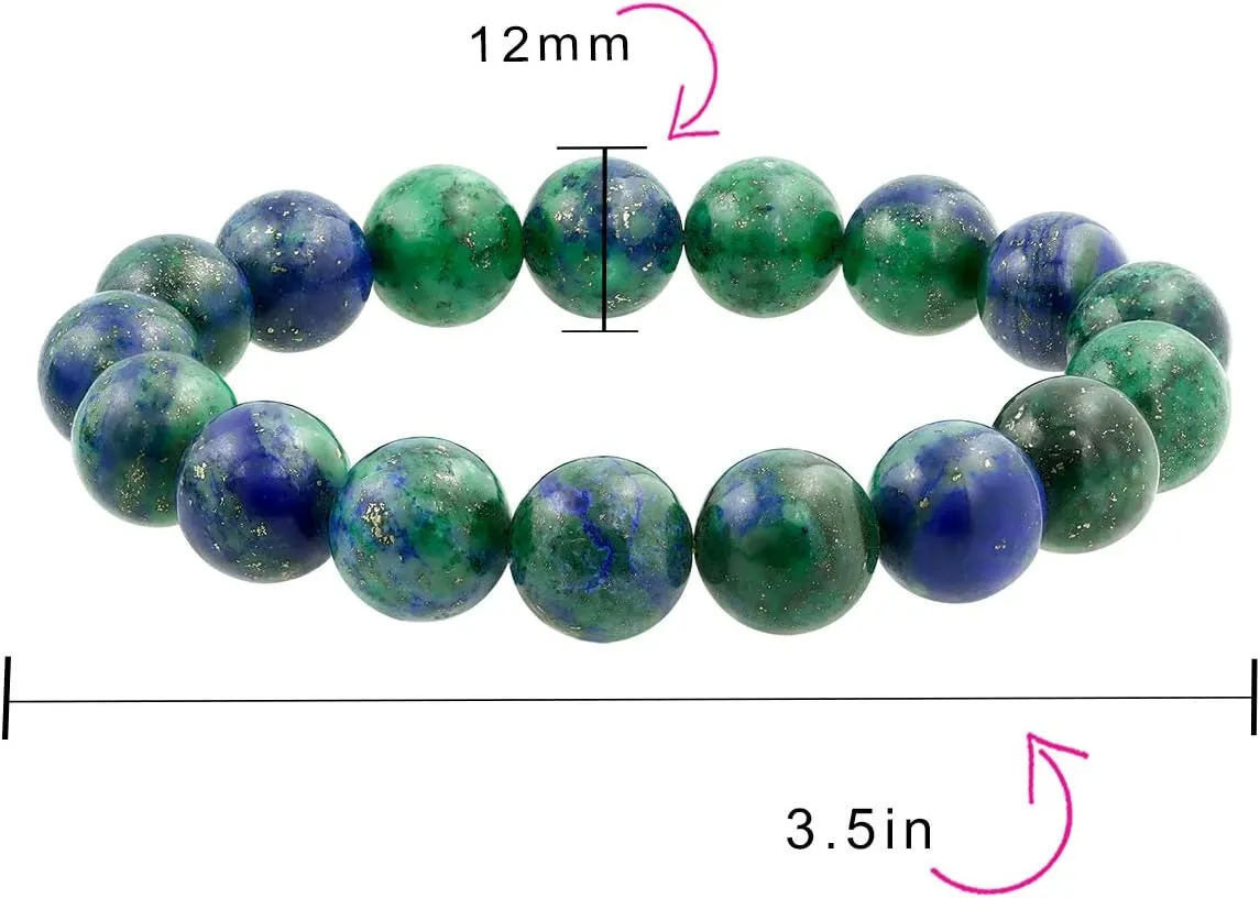 Bling Jewelry Natural Multi Color Big Round Bead 12MM Strand Stackable Semi Precious Gemstone Stretch Bracelet For Men Women Unisex