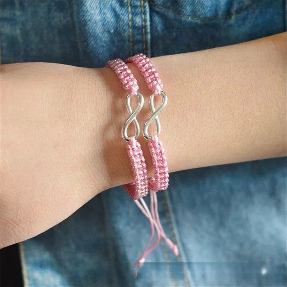Blue Friendship Bracelet Lucky Amulet Knot Bracelet Men Women Braided Bracelets Gifts Wrist Adjustable Chain Woven Thread String for Friend and Couple(Pink)