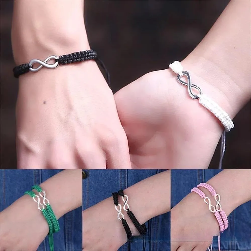 Blue Friendship Bracelet Lucky Amulet Knot Bracelet Men Women Braided Bracelets Gifts Wrist Adjustable Chain Woven Thread String for Friend and Couple(Pink)