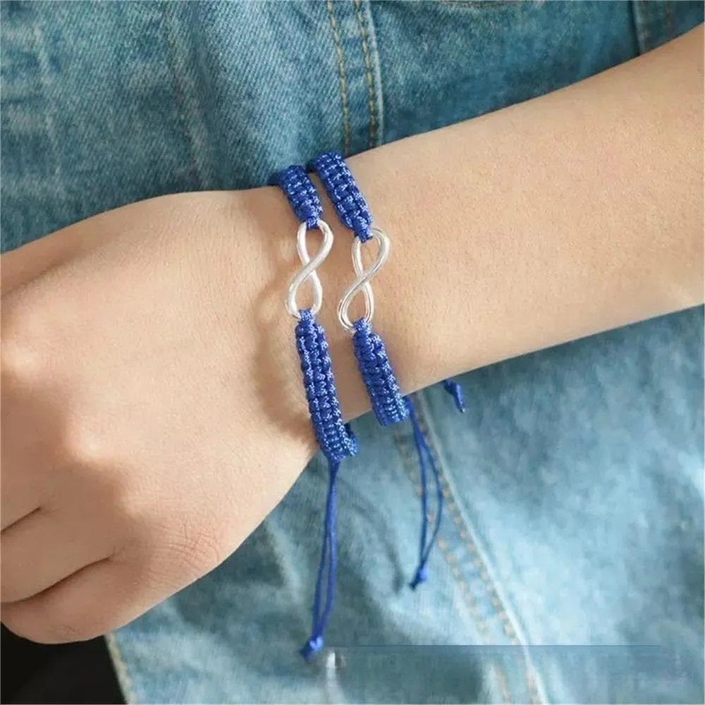 Blue Friendship Bracelet Lucky Amulet Knot Bracelet Men Women Braided Bracelets Gifts Wrist Adjustable Chain Woven Thread String for Friend and Couple(Pink)