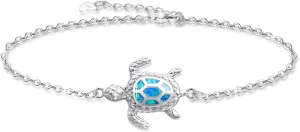 Blue Opal Sea Turtle Bracelet Sterling Silver Bracelets Fine Jewelry for Women Gifts