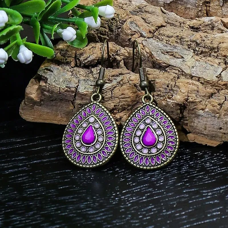 Boho Earrings For Women,Dangle Teardrop Vintage Western Boho Jewelry Statement Lightweight Hook Funny Earrings For Women