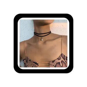 Boho Layered Crystal Necklaces Black Velvet Choker Necklace Pink Rhinestone Pendent Necklace Teardrop Gemstone Cz Necklace Collar Necklace Jewelry for Women
