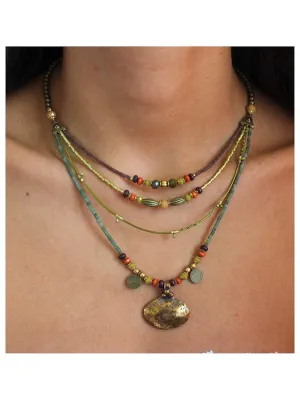 boho multi strands necklace for women ethnic beaded necklace
