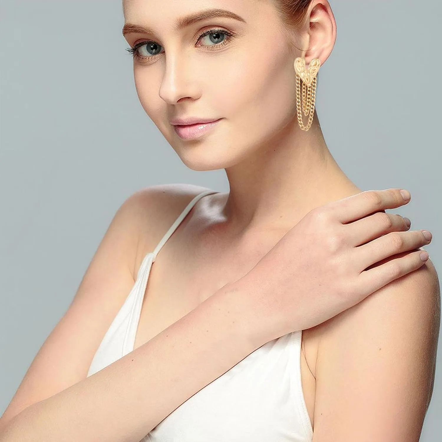 Boho Vintage Gold Silver Heart Tassel Earrings Metal Alloy Chain Heart Dangle Drop Earrings Jewelry Gifts for Women