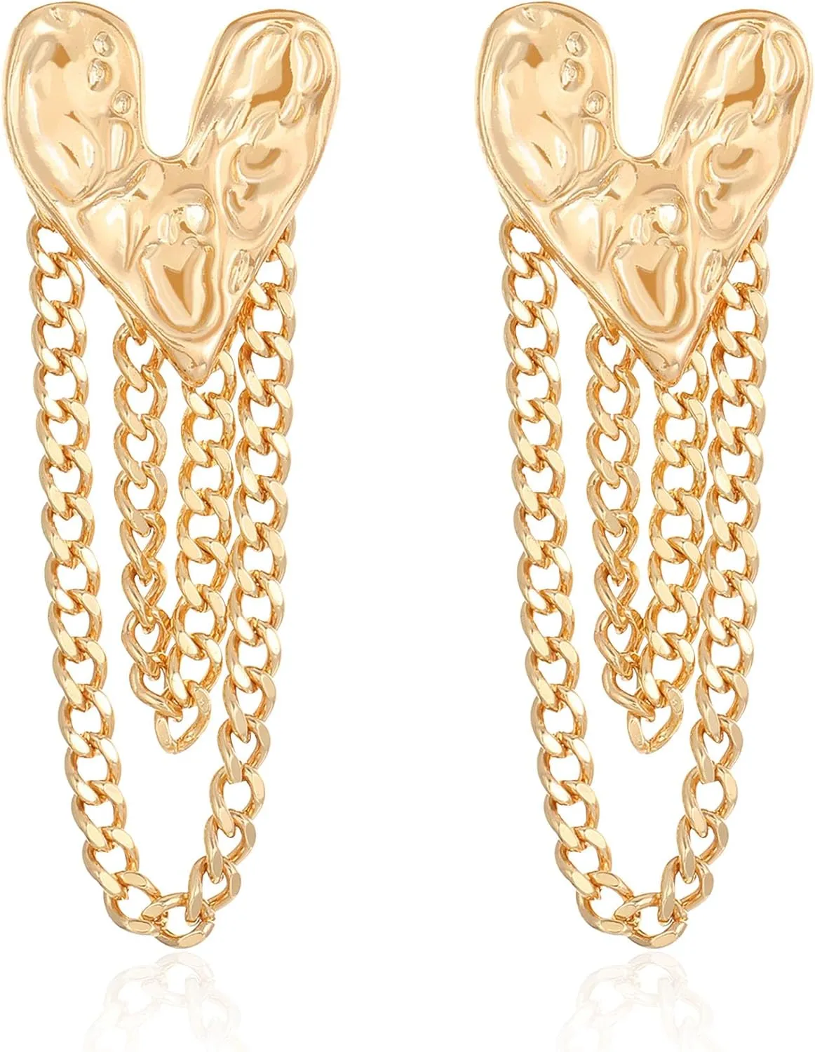 Boho Vintage Gold Silver Heart Tassel Earrings Metal Alloy Chain Heart Dangle Drop Earrings Jewelry Gifts for Women