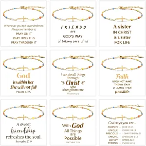 BOMAIL 9pcs Cross Bracelets for Women - Christian Religious Jewelry for Confirmation & Friends