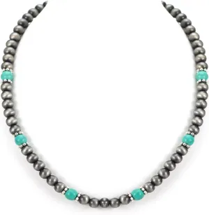 Bow Bowknot Pearl Cowboy Cowgirl Western Jewelry Navajo Pearl Necklace for Women Boho Vintage Choker Turquoise Necklace