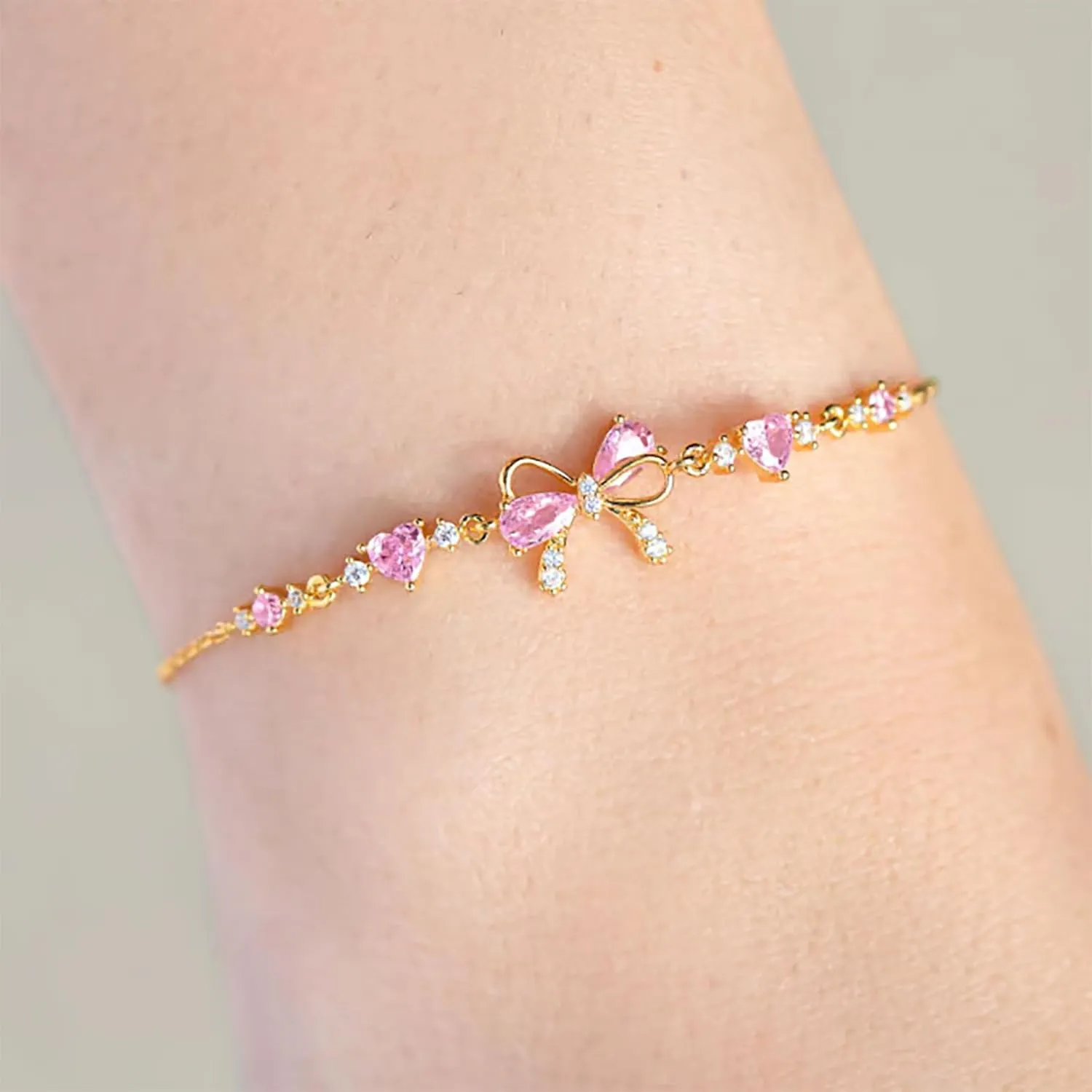 Bow Bracelet Friends Christmas Gift, Gold Bow Bracelet for Women Adjustable Ribbon Bow Bracelet, Silver Bows Bracelet, New Friendship Jewelry Gifts for Women Bridesmaid Proposal Gifts