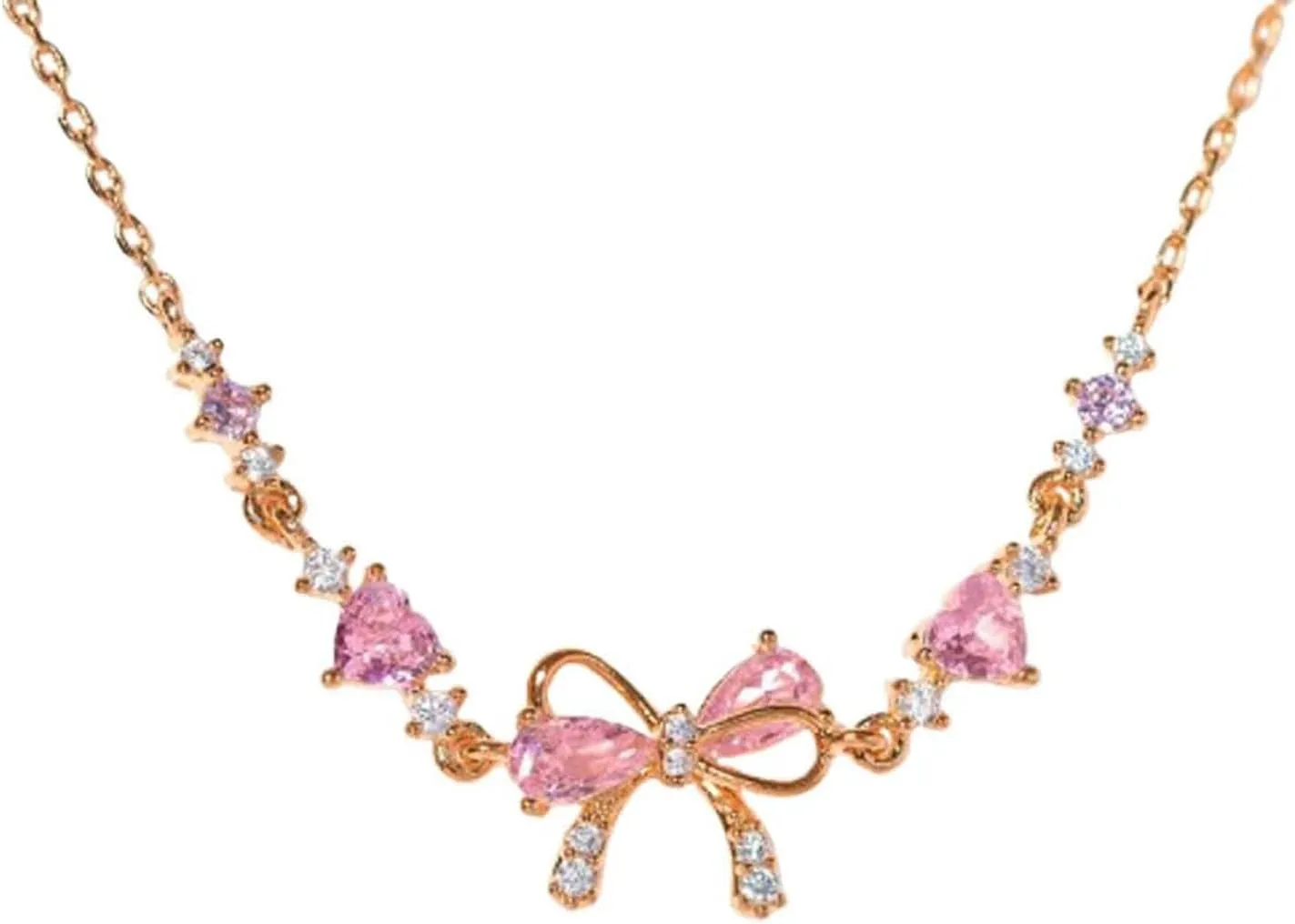 Bow Zircon Bracelet - Friendship is Like a Bow, Adjustable Ribbon Bow Beaded Chain Bracelet, Friendship Bracelets with White Pink Zircon