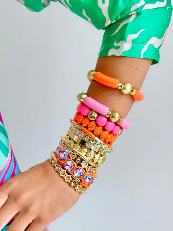 BRACELET - GOLD FLOWER POWER - PALE PINK