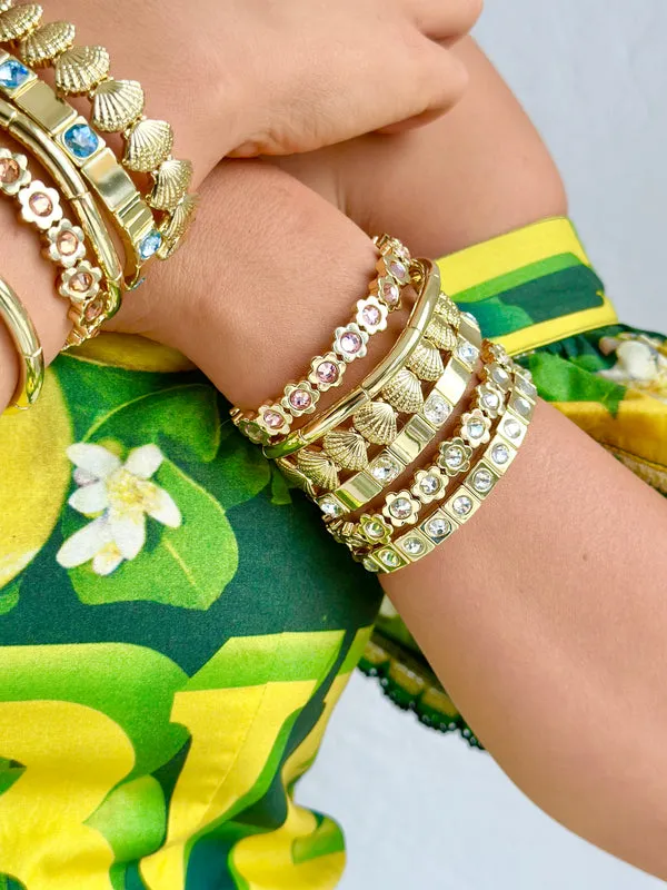 BRACELET - GOLD FLOWER POWER - PALE PINK