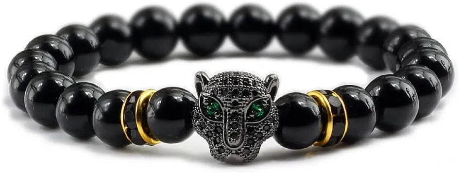 Bracelet Men Black Lava Healing Balance Beads Reiki Buddha Prayer Natural Stone Yoga Bracelet For Women,Light,Gun Black 2