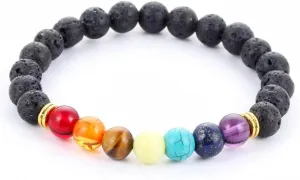 Bracelets Men Black Lava 7 Chakra Balance Beads Bracelet for Women Natural Prayer Stones