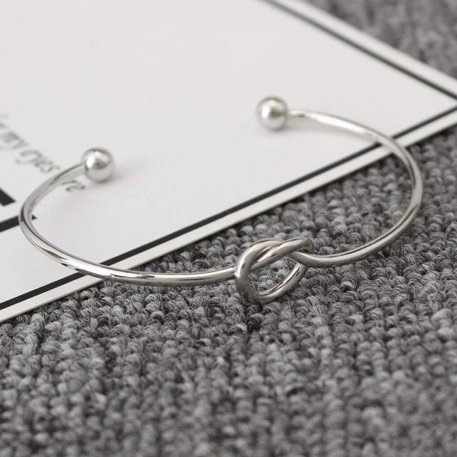 Bridesmaid Proposal Gifts, Stainless Steel Tie The Love Knot Bridesmaid Bracelet with Gift Box