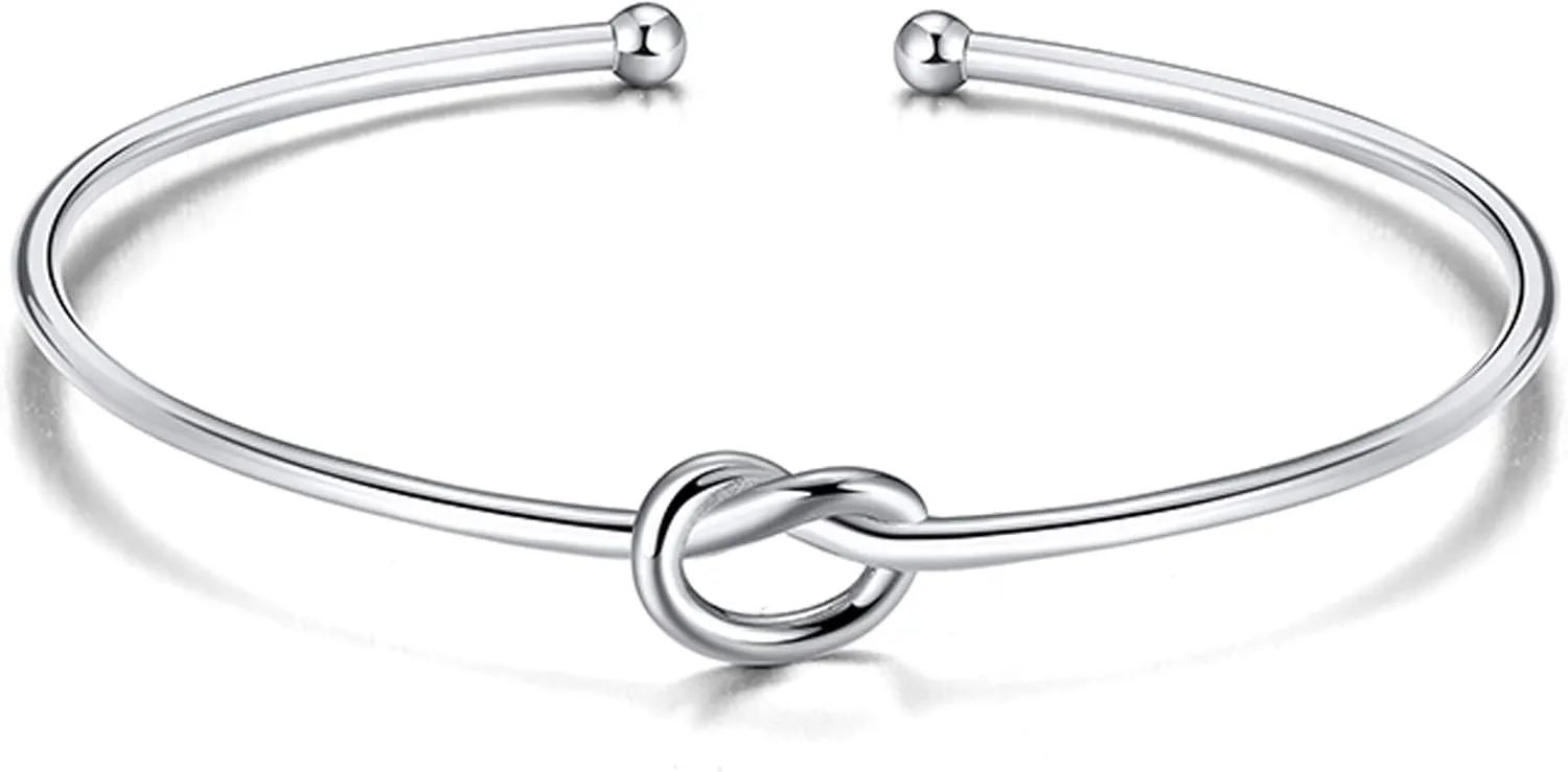 Bridesmaid Proposal Gifts, Stainless Steel Tie The Love Knot Bridesmaid Bracelet with Gift Box