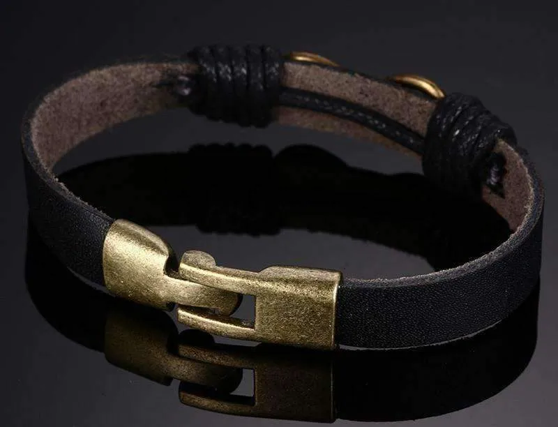 Bronze Infinity Leather Bangle Bracelet