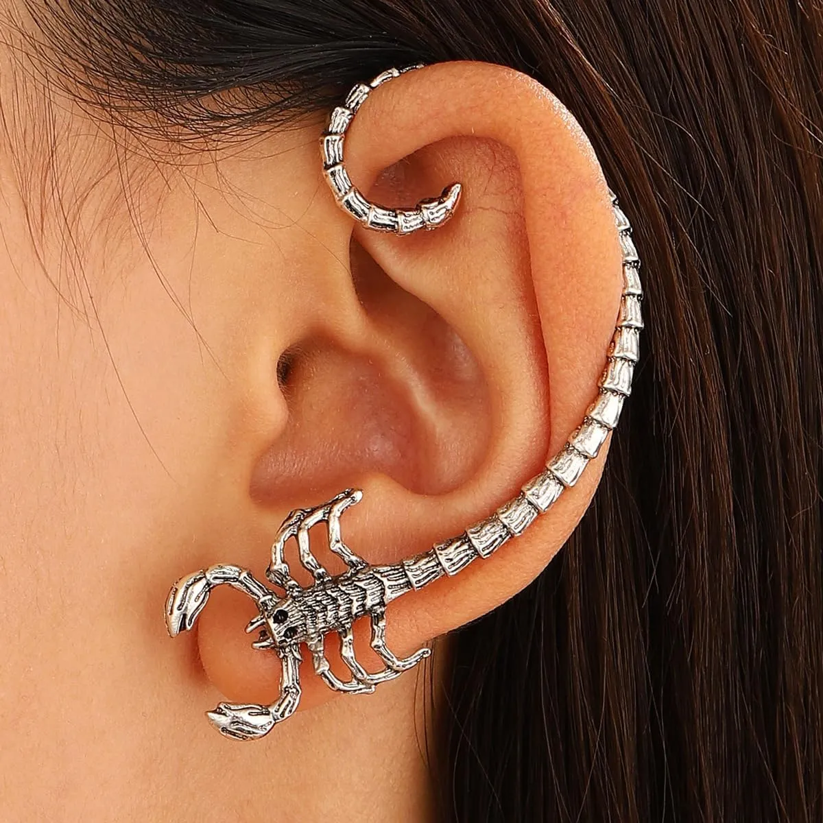 BSLVWG Ear Cuff for Women Punk Scorpion Ear Cuff Silver Scorpion Ear Clip Wrap Earrings Gothic Scorpion Animal Ear Climber Earrings Halloween Jewelry for Women