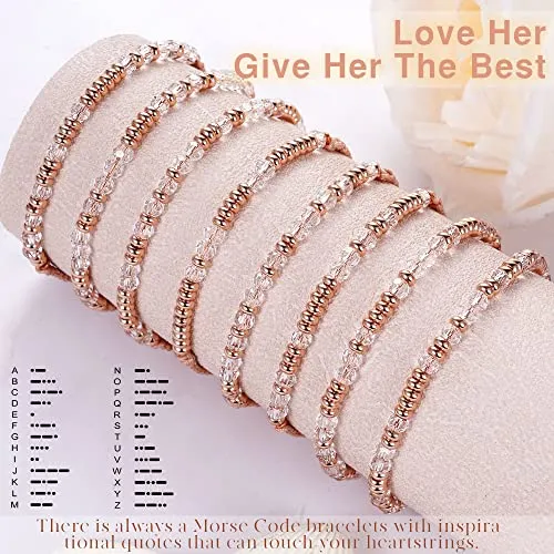 Btysun Inspirational Morse Code Bracelets for Women Teenage Girl Gifts Motivational Quotes Braieded Bracelet She Did Handamade Adjustable Birthday Gifts for Girlfriend Wife Christmas Jewelry